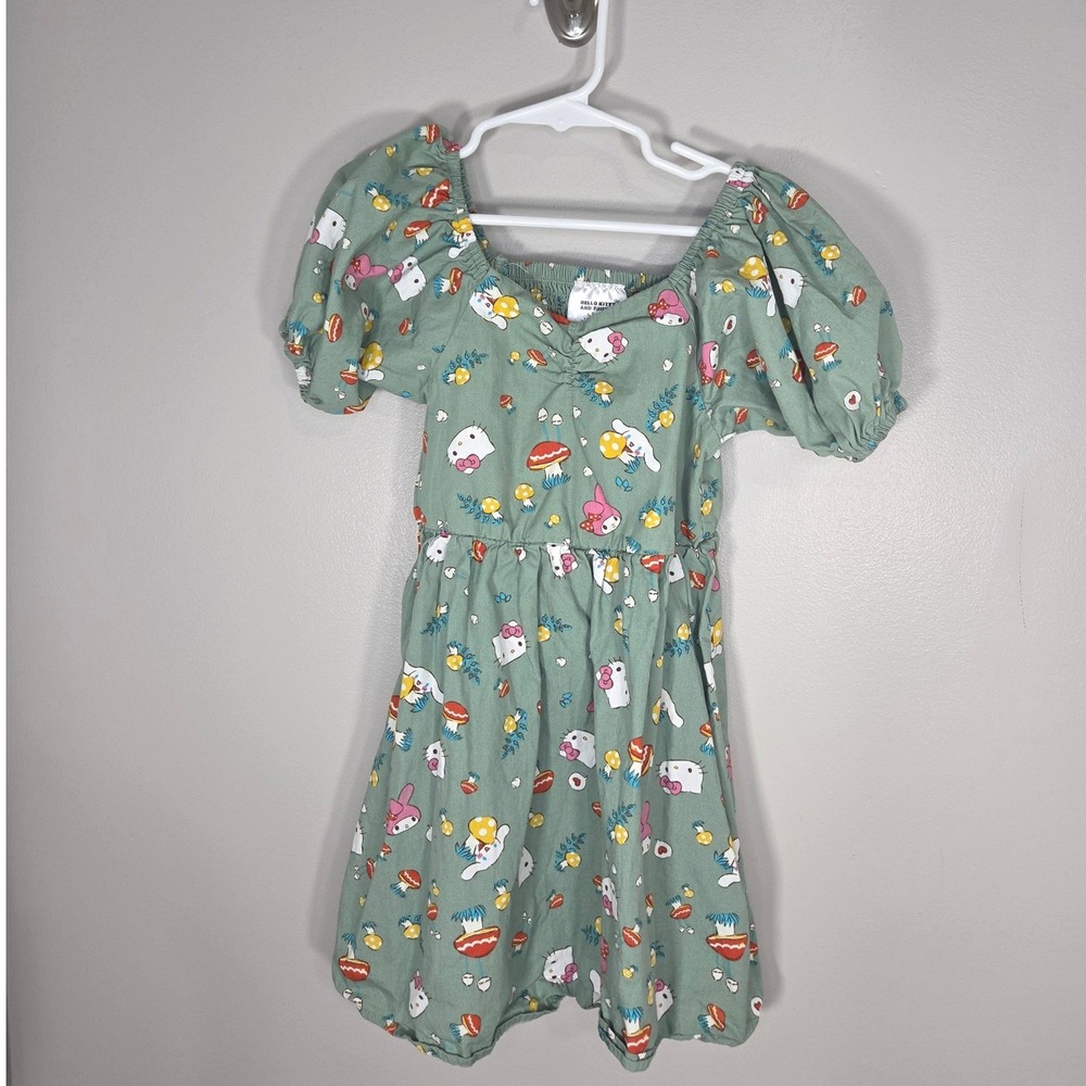 Hello Kitty Dress XS Sanrio Graphic Print Cute Kawaii Mini Dress Short Sleeve